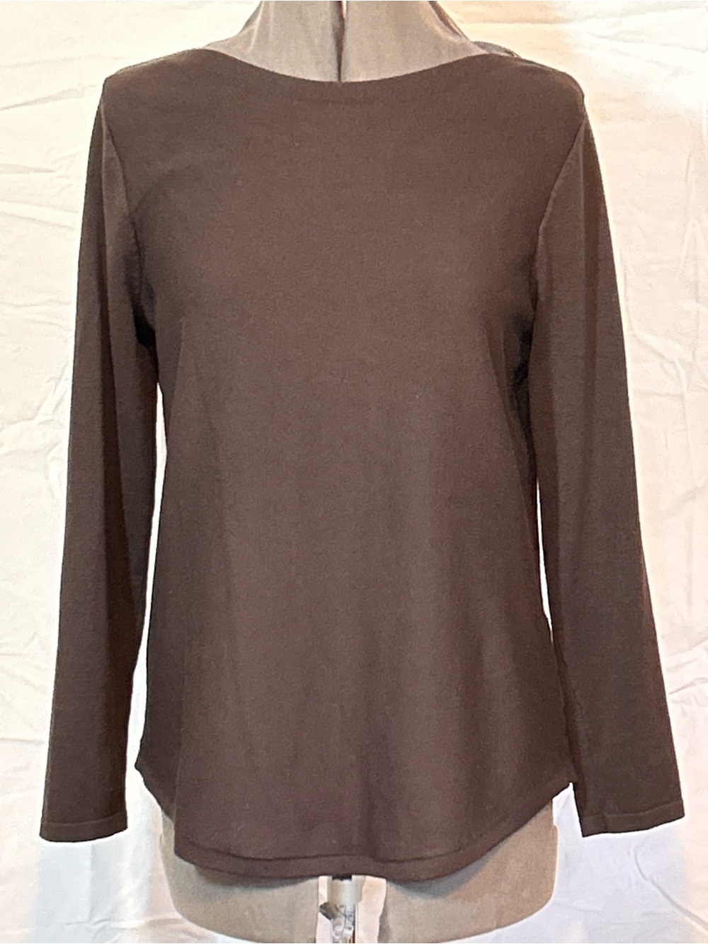 Chico’s Rich Brown Long-Sleeve Women's Top - Classic Boatneck